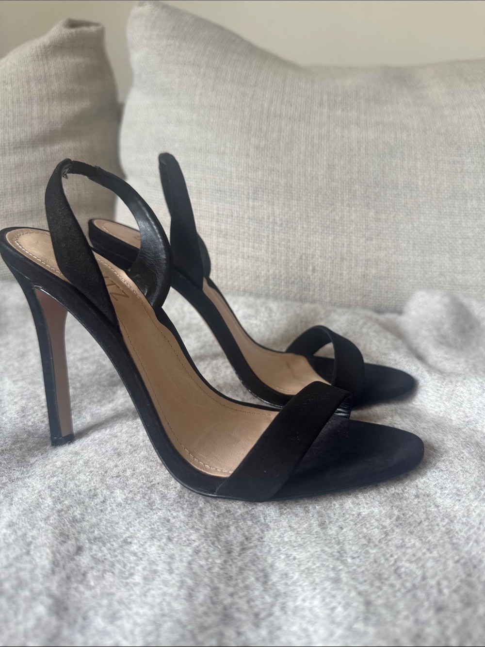 Black Suede Slingback Stiletto Heels